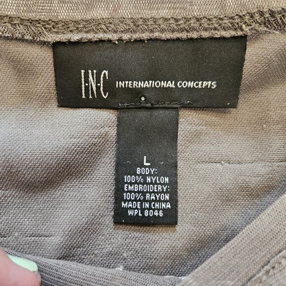 INC International Concepts Mesh Floral Top Women L Beige Grunge Cottage Boho Y2K - Picture 6 of 8